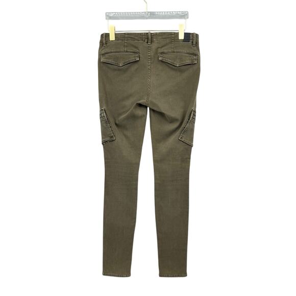 Vince Dark Army Green Utility Cargo Pockets Mid Rise Slim Skinny Pants - Picture 4 of 10